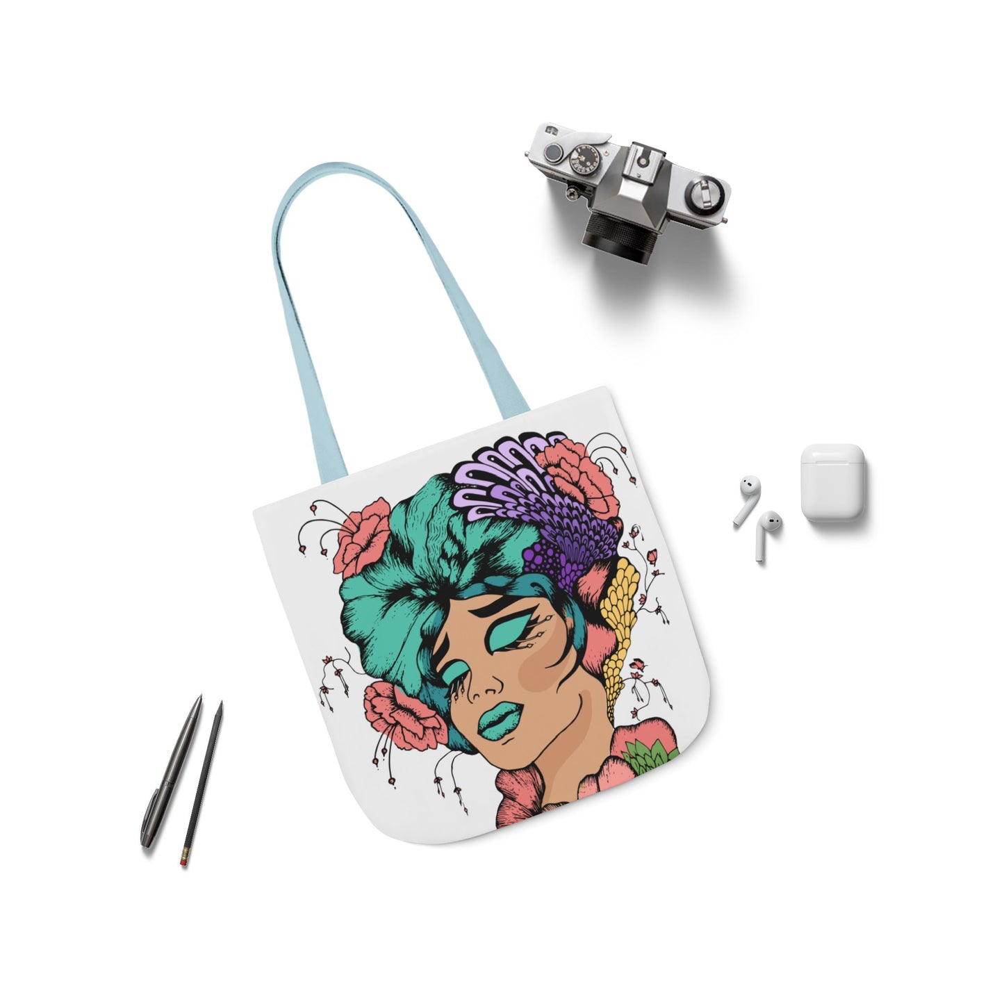 Boho Art Canvas Tote Bag - Feel Free Design, Eco-Friendly Shopping Bag, Stylish Beach Bag, Gift for Artists, Floral Tote