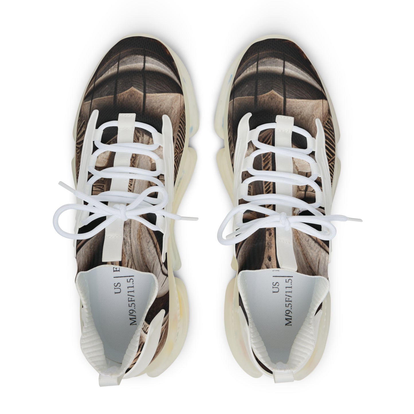 Benin Wooden Mask Men's Mesh Sneakers - Stylish Athletic Footwear with Trendy Design