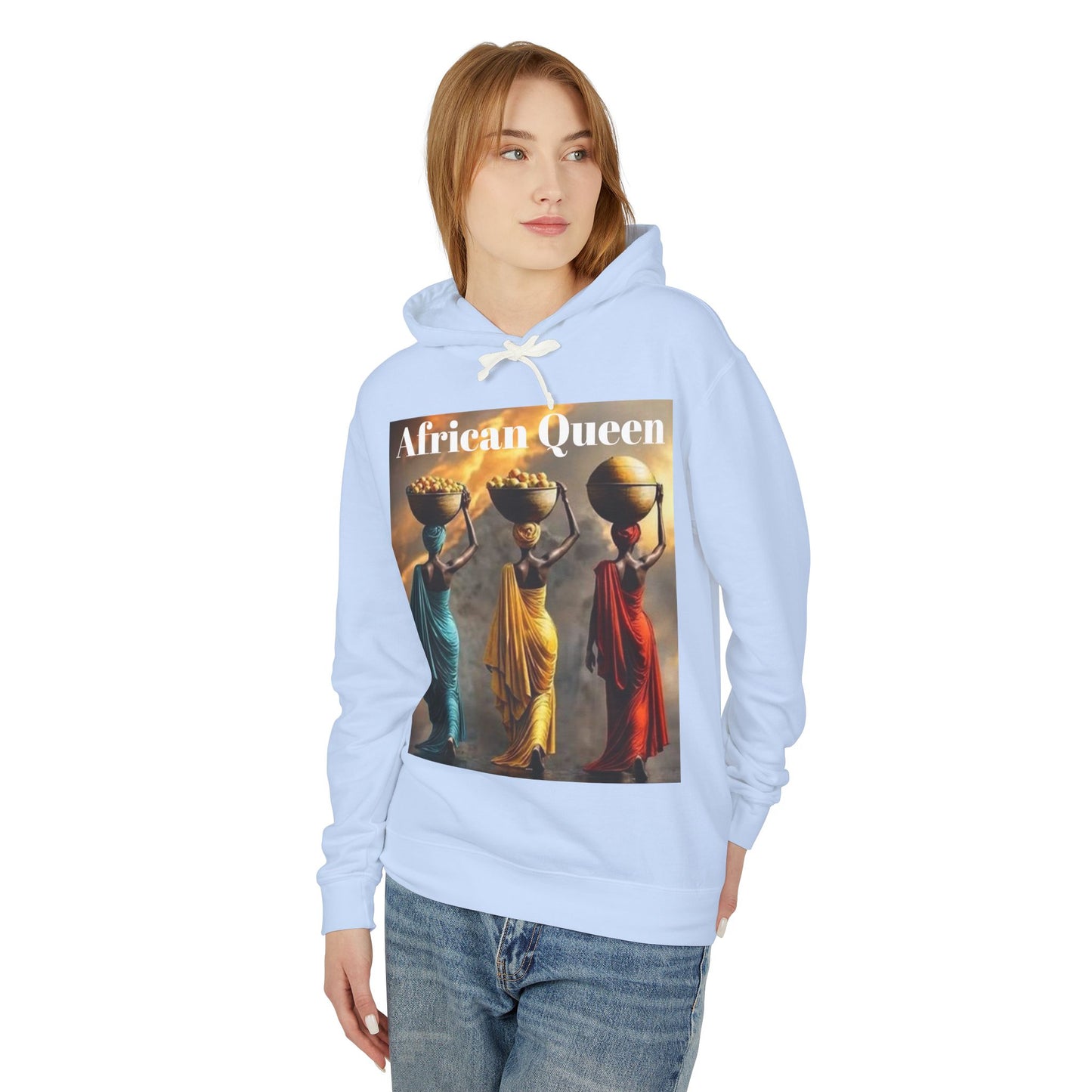 African Queen Lightweight Hoodie, Unisex Hooded Sweatshirt for Empowerment, Cultural Gift, Athleisure Wear, Celebration