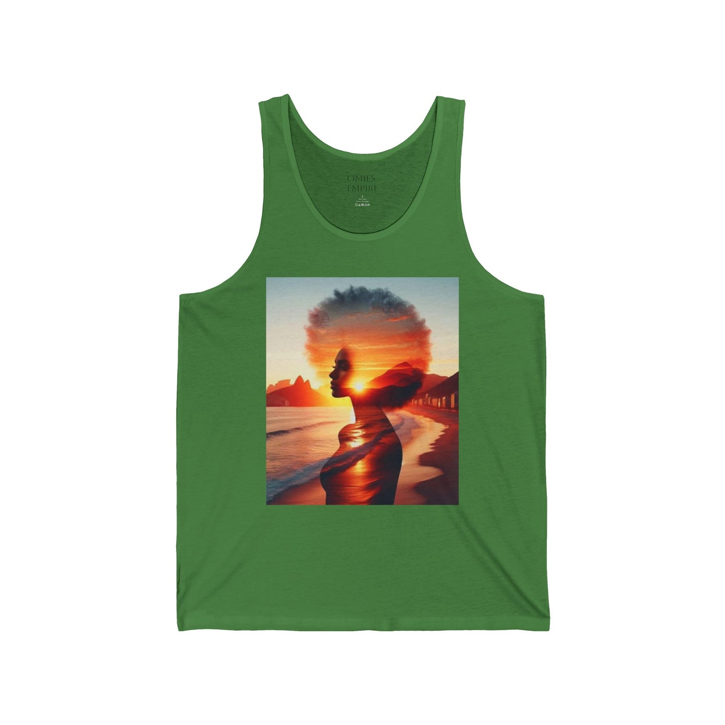 Sunset Silhouette Unisex Jersey Tank, Bohemian Beach Top, Summer Statement Piece, Festival Wear, Graphic Tank Top