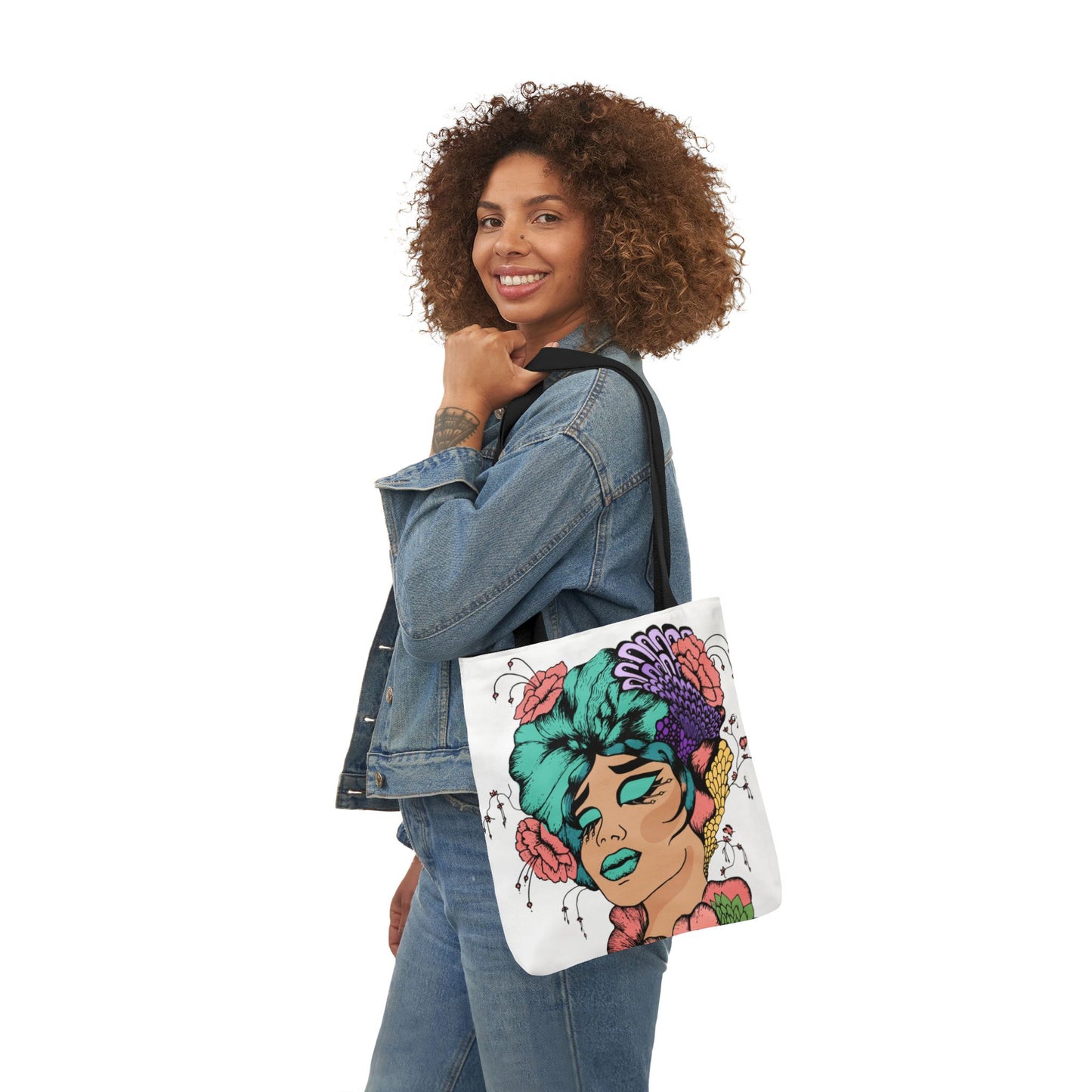 Boho Art Canvas Tote Bag - Feel Free Design, Eco-Friendly Shopping Bag, Stylish Beach Bag, Gift for Artists, Floral Tote