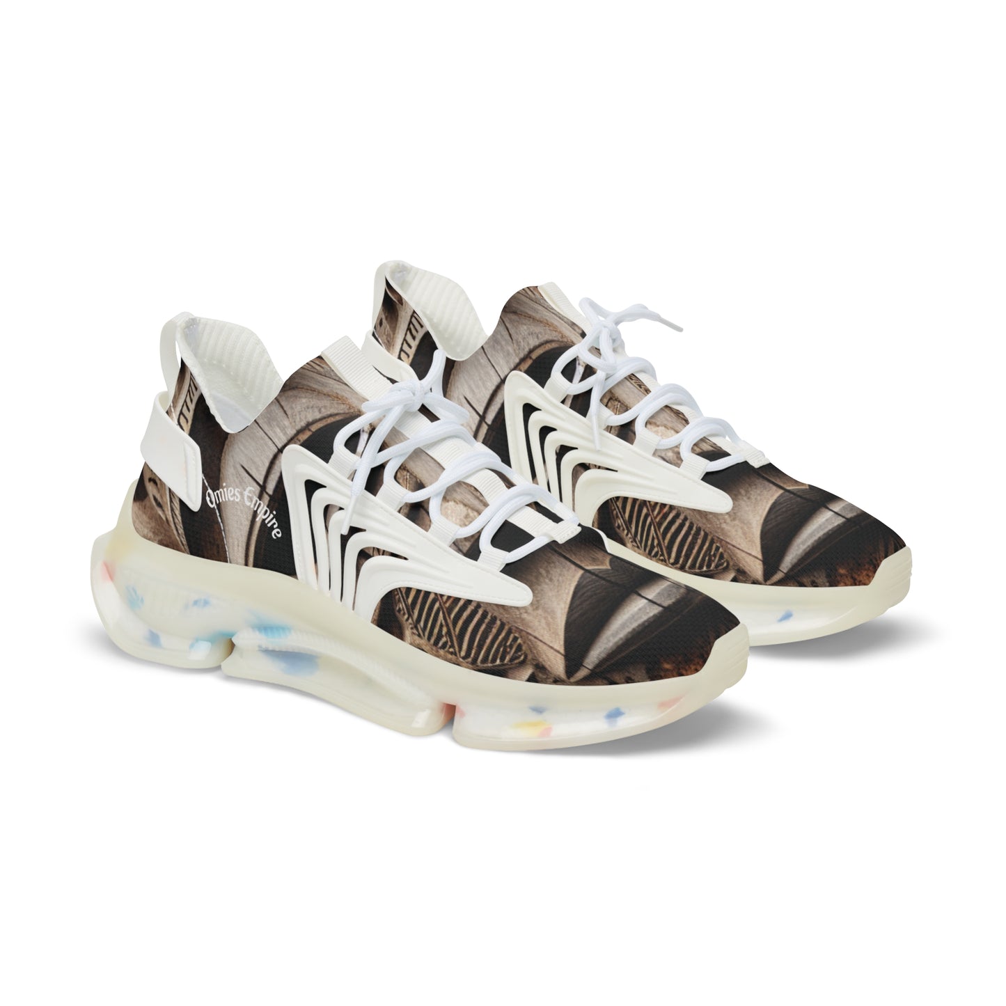 Benin Wooden Mask Men's Mesh Sneakers - Stylish Athletic Footwear with Trendy Design