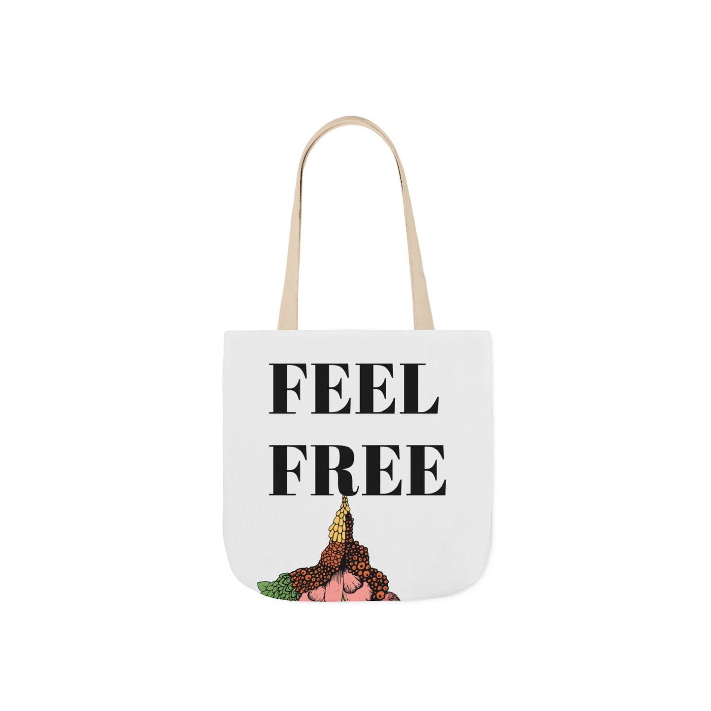 Boho Art Canvas Tote Bag - Feel Free Design, Eco-Friendly Shopping Bag, Stylish Beach Bag, Gift for Artists, Floral Tote