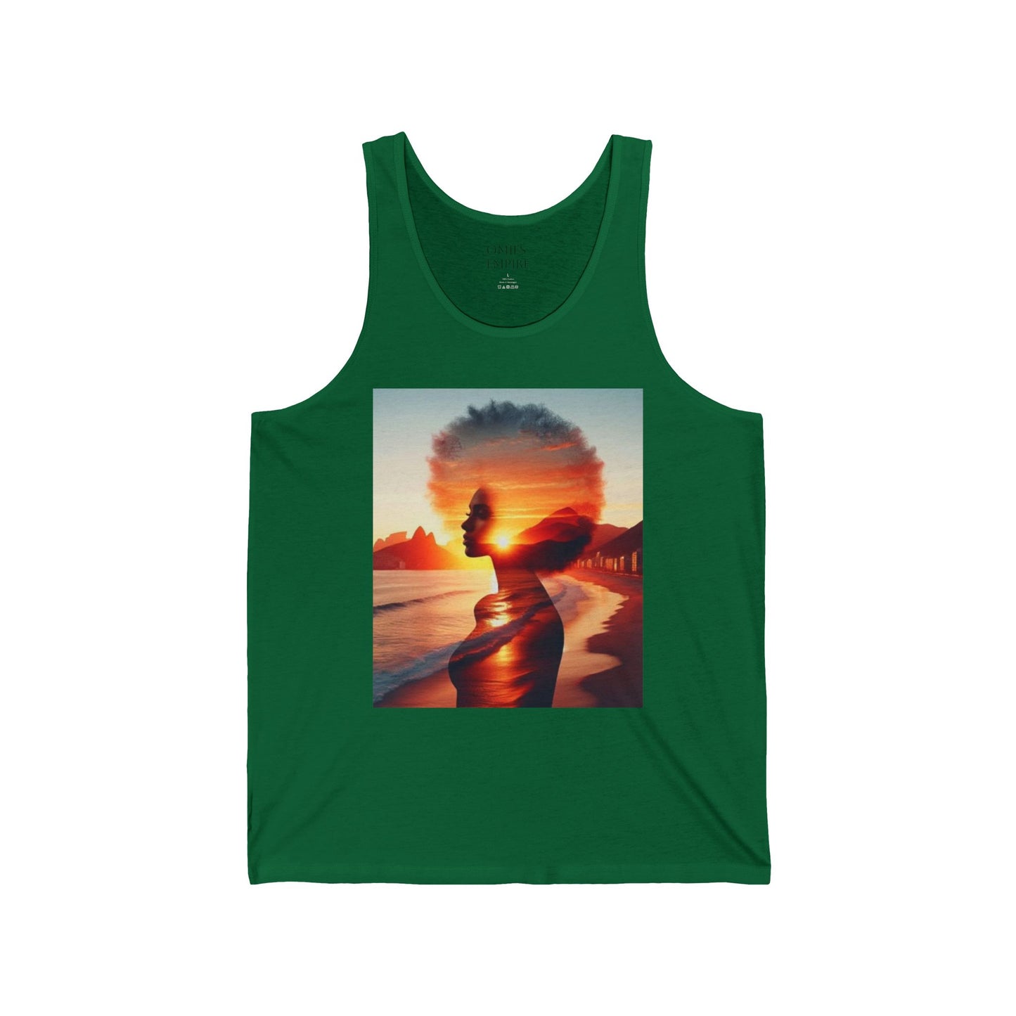Sunset Silhouette Unisex Jersey Tank, Bohemian Beach Top, Summer Statement Piece, Festival Wear, Graphic Tank Top