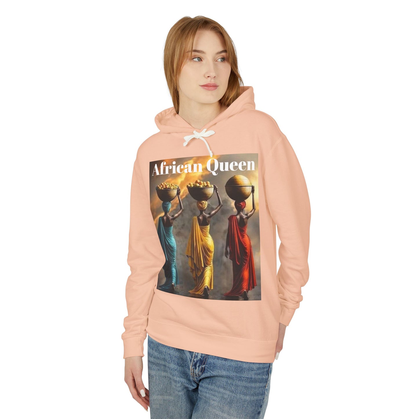African Queen Lightweight Hoodie, Unisex Hooded Sweatshirt for Empowerment, Cultural Gift, Athleisure Wear, Celebration