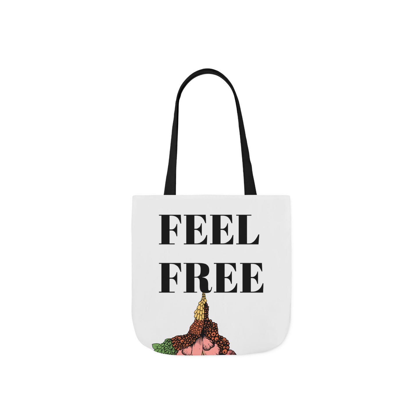 Boho Art Canvas Tote Bag - Feel Free Design, Eco-Friendly Shopping Bag, Stylish Beach Bag, Gift for Artists, Floral Tote