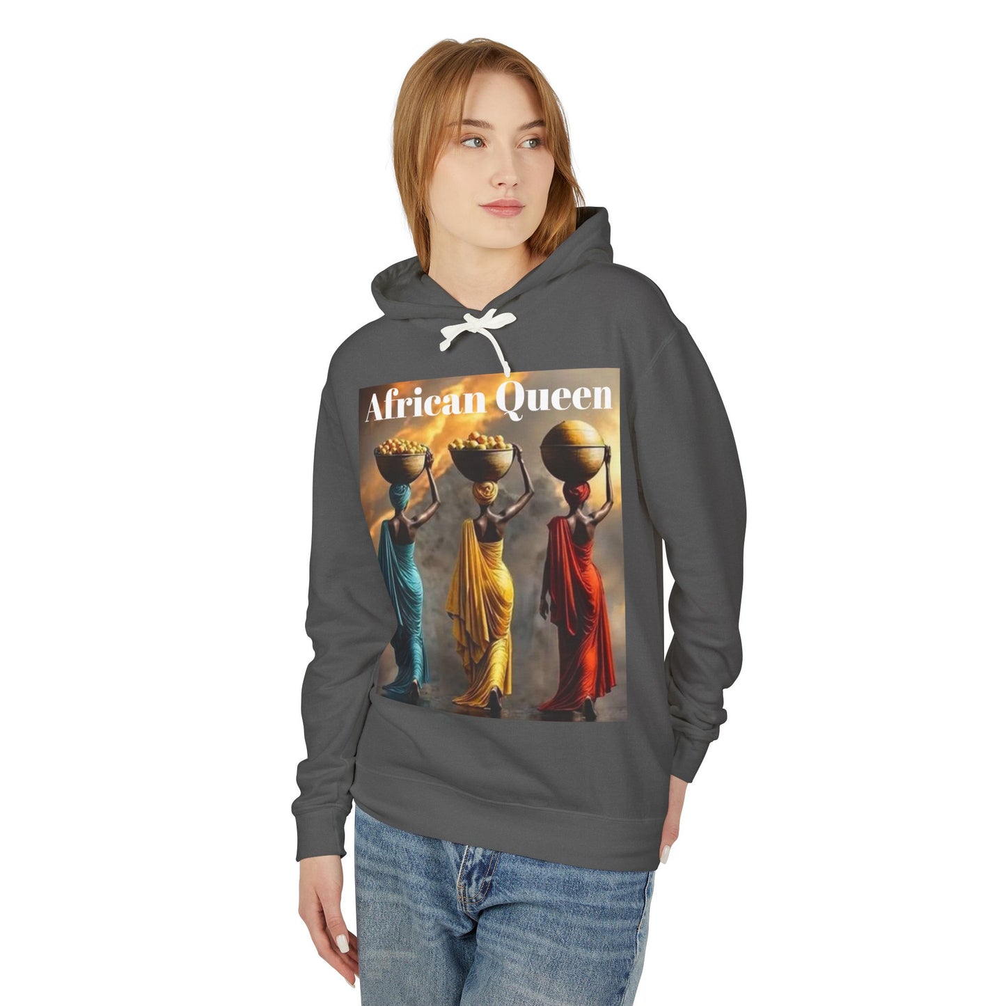 African Queen Lightweight Hoodie, Unisex Hooded Sweatshirt for Empowerment, Cultural Gift, Athleisure Wear, Celebration