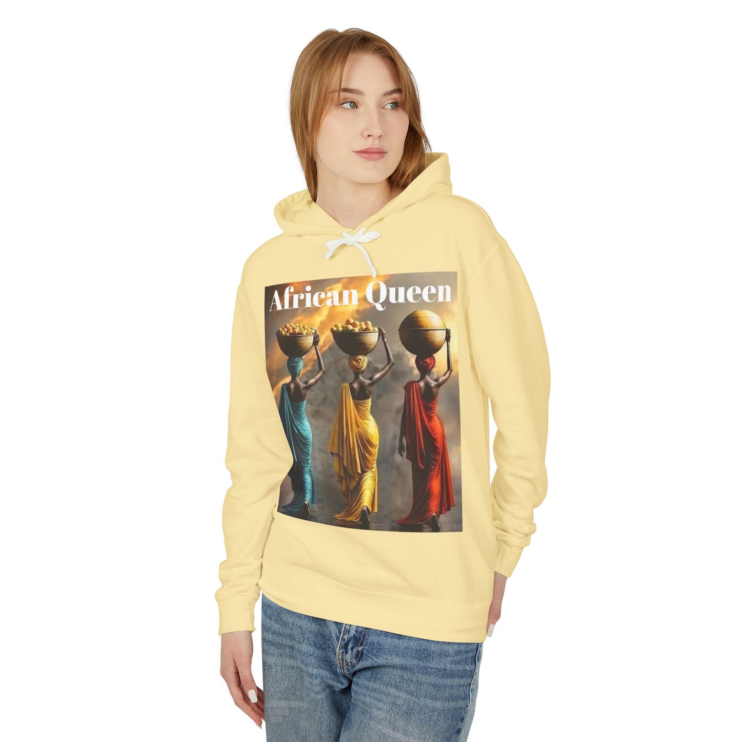 African Queen Lightweight Hoodie, Unisex Hooded Sweatshirt for Empowerment, Cultural Gift, Athleisure Wear, Celebration