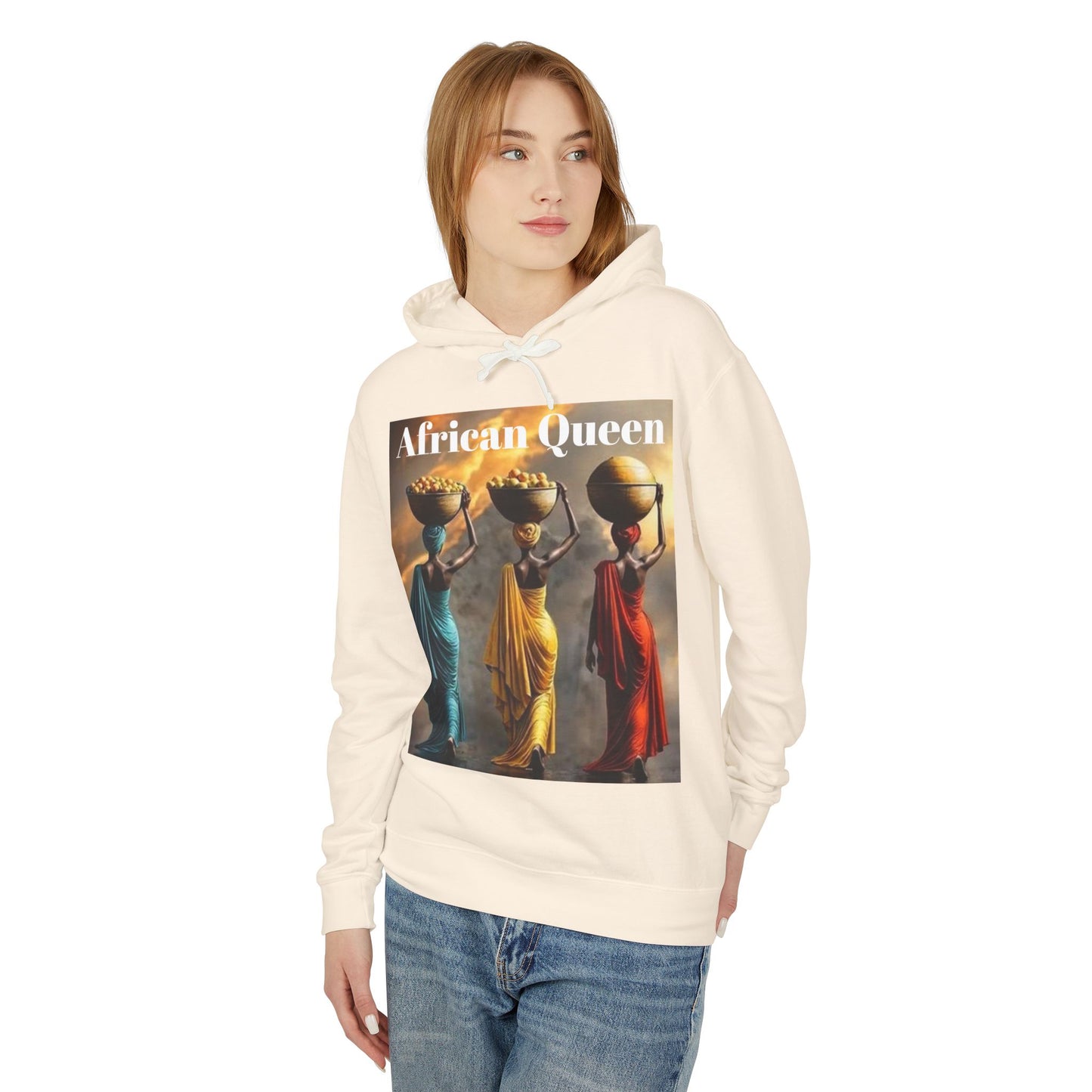 African Queen Lightweight Hoodie, Unisex Hooded Sweatshirt for Empowerment, Cultural Gift, Athleisure Wear, Celebration