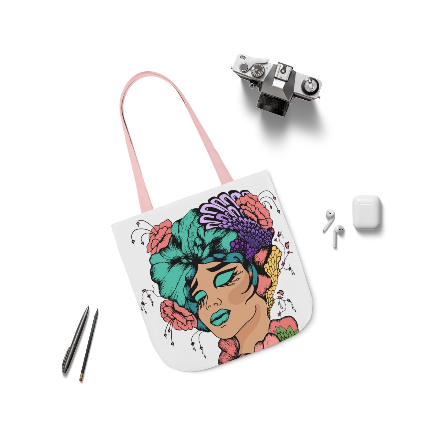 Boho Art Canvas Tote Bag - Feel Free Design, Eco-Friendly Shopping Bag, Stylish Beach Bag, Gift for Artists, Floral Tote