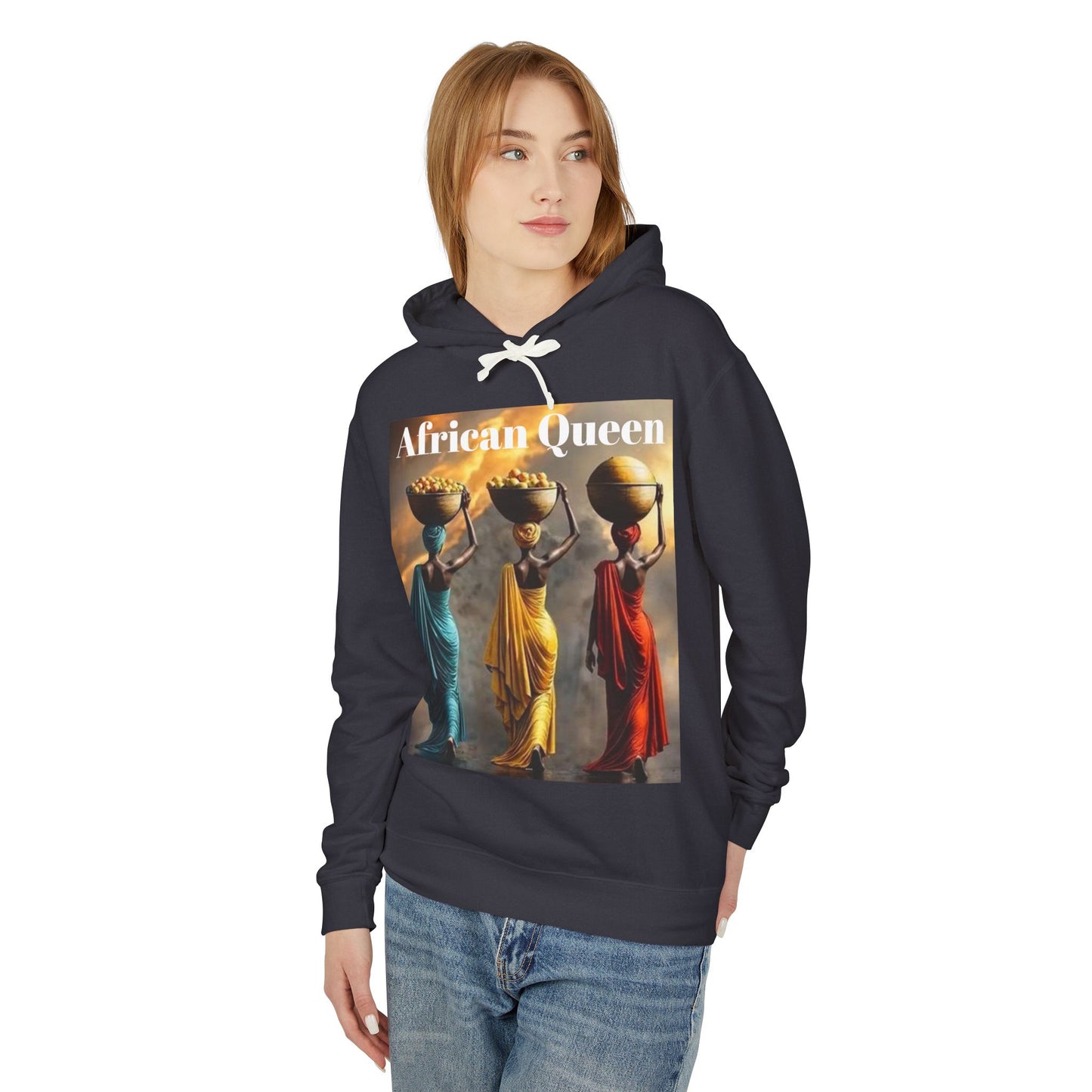African Queen Lightweight Hoodie, Unisex Hooded Sweatshirt for Empowerment, Cultural Gift, Athleisure Wear, Celebration