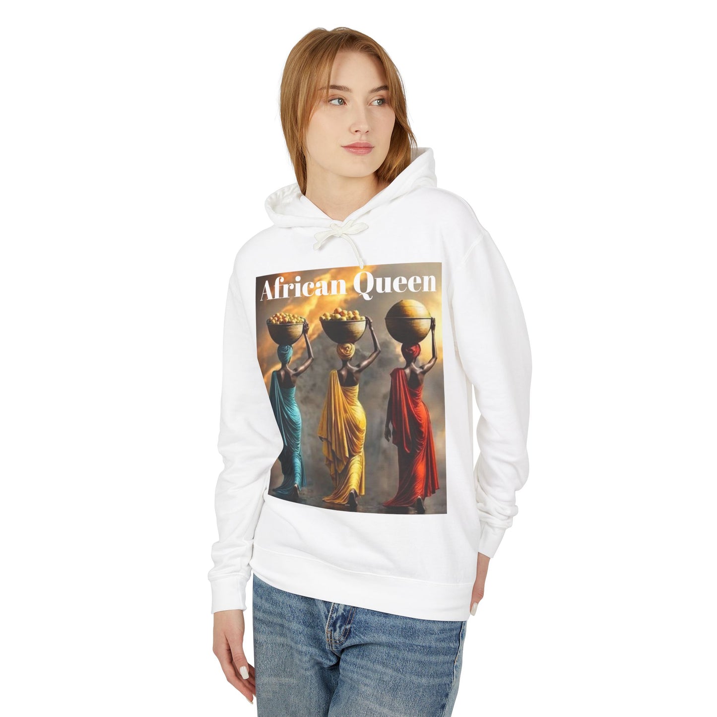 African Queen Lightweight Hoodie, Unisex Hooded Sweatshirt for Empowerment, Cultural Gift, Athleisure Wear, Celebration