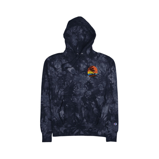 Ocean Sunset Tie-Dye Hoodie | Unisex Champion Embroidery, Beachwear, Summer Vibes, Gift for Him/Her, Casual Cozy Style