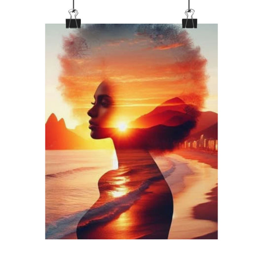 Sunset Silhouette Art Print | Matte Vertical Posters for Home Decor, Boho Wall Art, Inspirational Decor, Unique Gifts, Art for Living Room