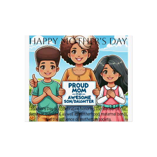 Mother's Day Art Print, Proud Mom Poster, Family Wall Art, Kids Artwork, Gift for Mom, Mother's Day Decor