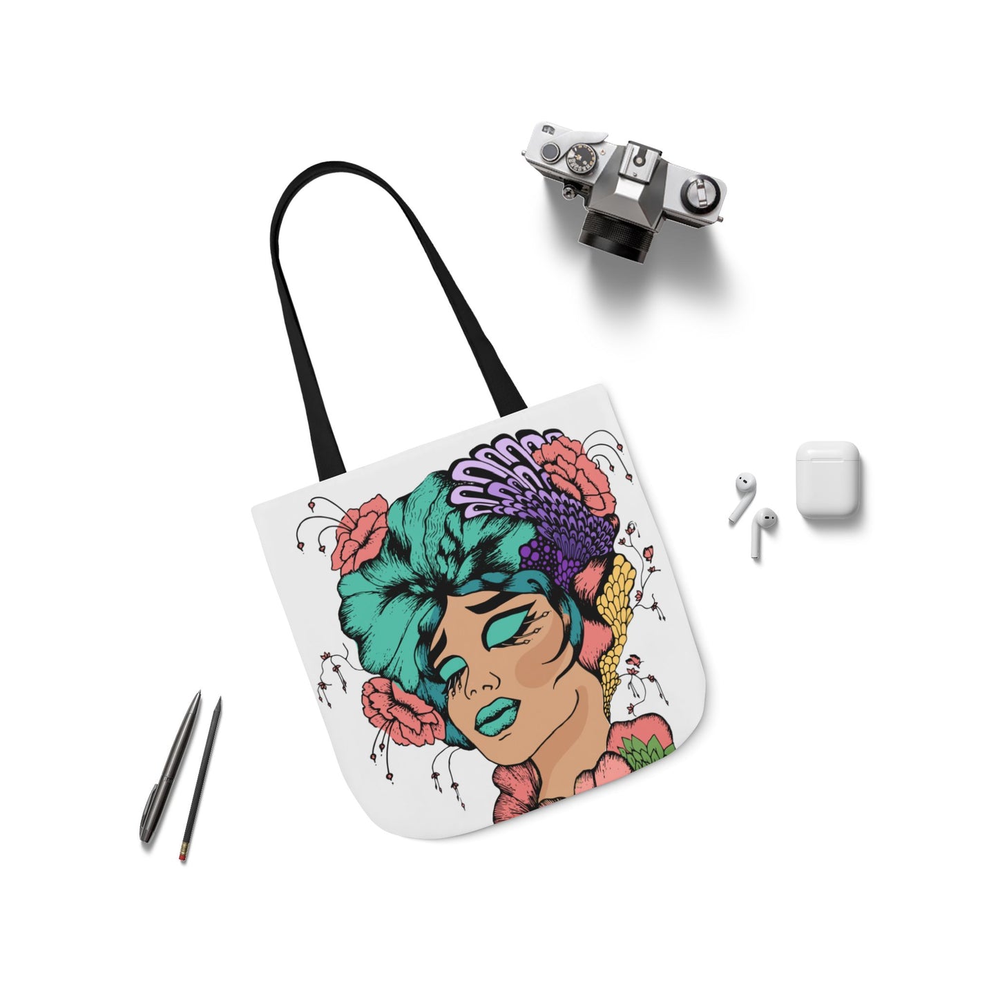 Boho Art Canvas Tote Bag - Feel Free Design, Eco-Friendly Shopping Bag, Stylish Beach Bag, Gift for Artists, Floral Tote